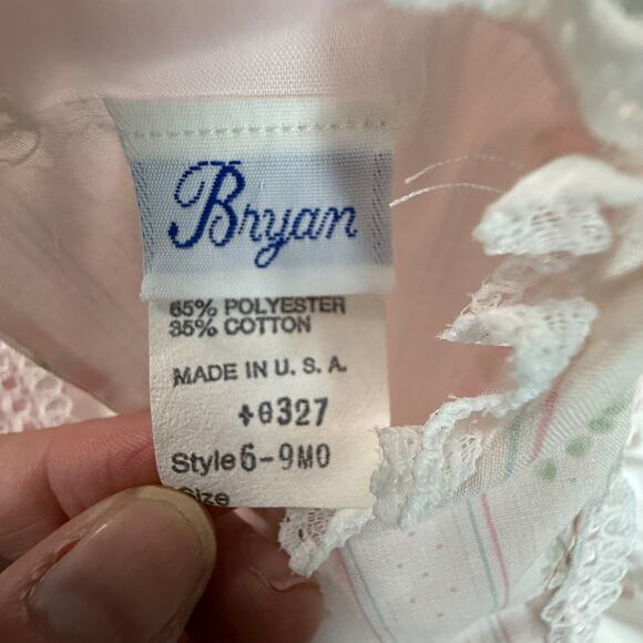 Vintage Pink Floral Lace Baby Girl Dress Size 6-9 M USA Made - Picture 7 of 8